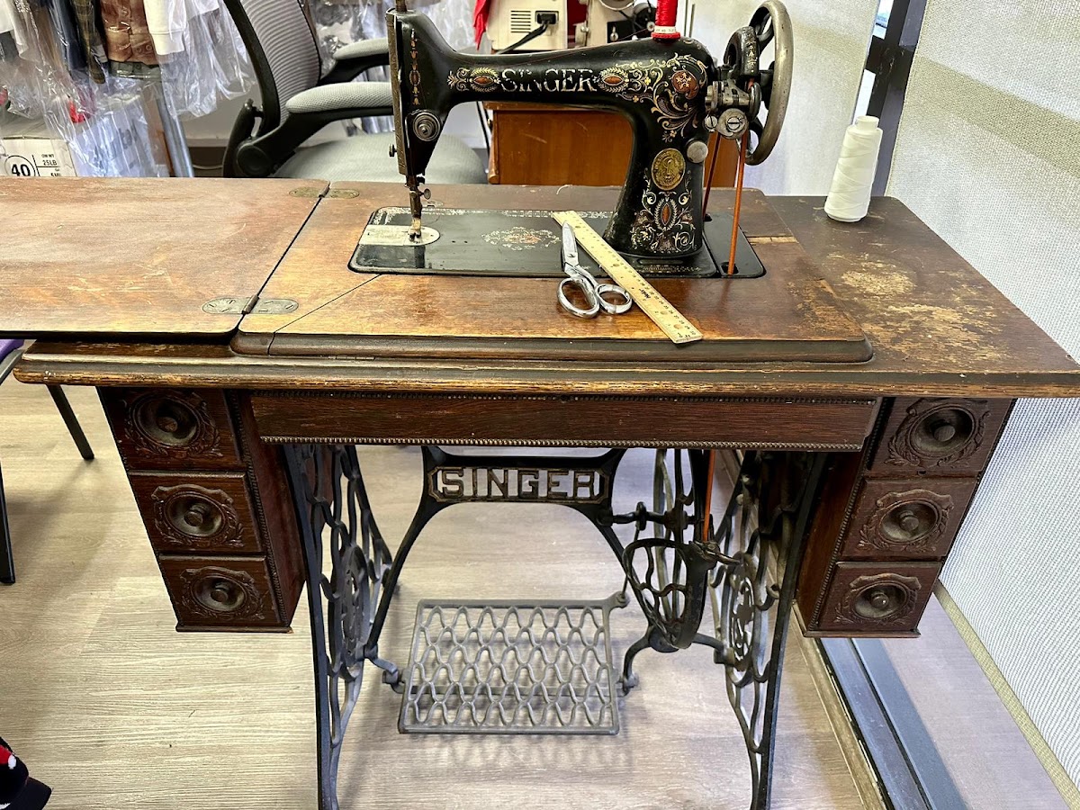 Vintage treadle sewing machine in the shop